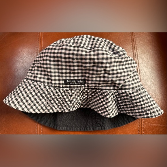 LADIES KATE SPADE NEW YORK Vintage Black White Check Gingham Reverse Bucket Hat main image 6
